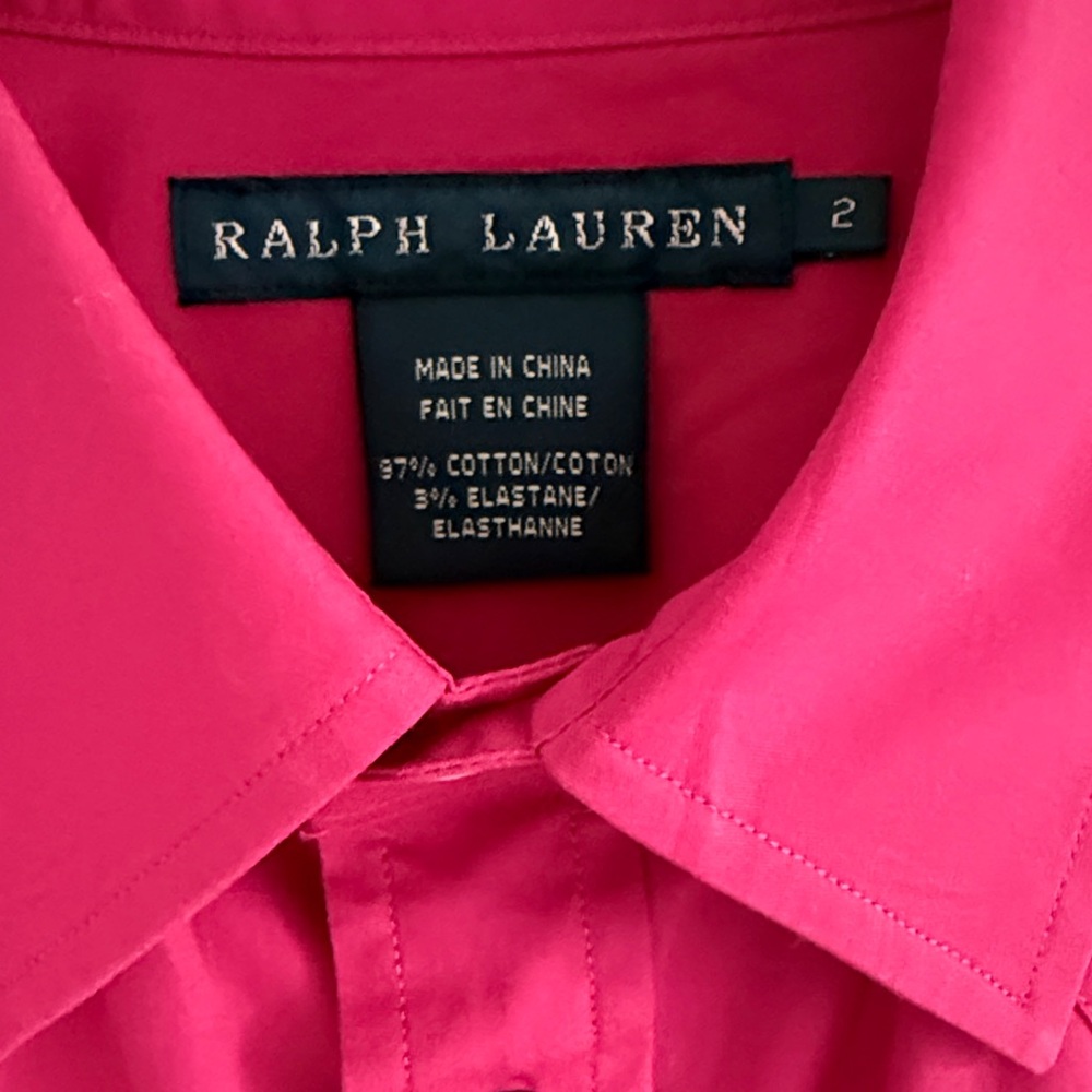 Ralph Lauren Women's Fuchsia Cotton Western Shirt, size 2 - Picture 3 of 7